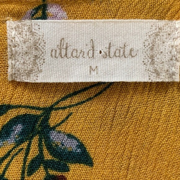 Altar’d State Boho Crop Full Top Prairie M Balloon Sleeve Button Back Floral - Picture 16 of 16